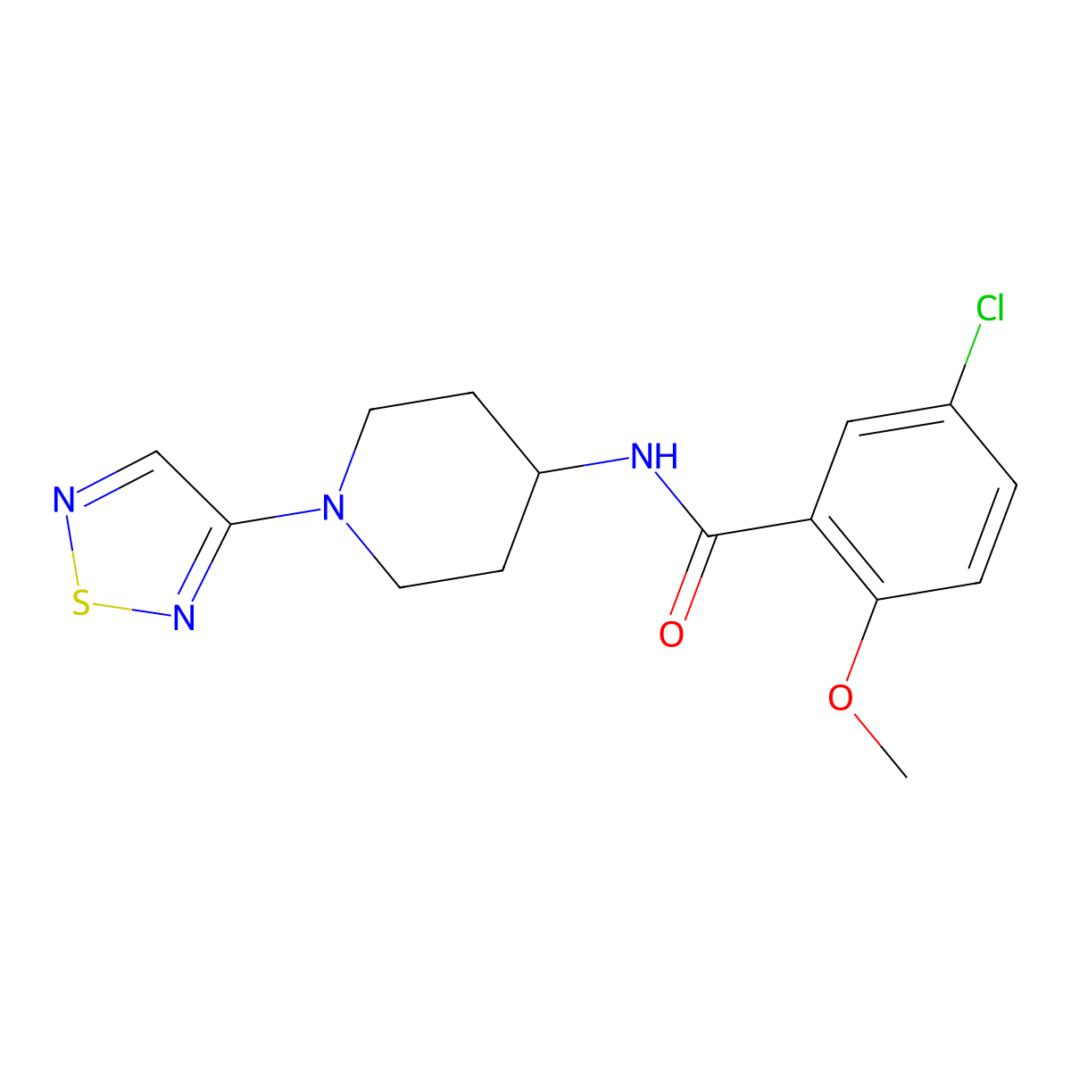 N-(1-(1,2,5-thiadiazol-3-yl)piperidin-4-yl)-5-chloro-2-methoxybenzamide molecular structure, CAS 2034303-61-0