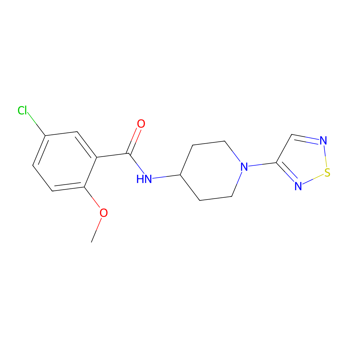 N-(1-(1,2,5-thiadiazol-3-yl)piperidin-4-yl)-5-chloro-2-methoxybenzamide molecular structure, CAS 2034303-61-0