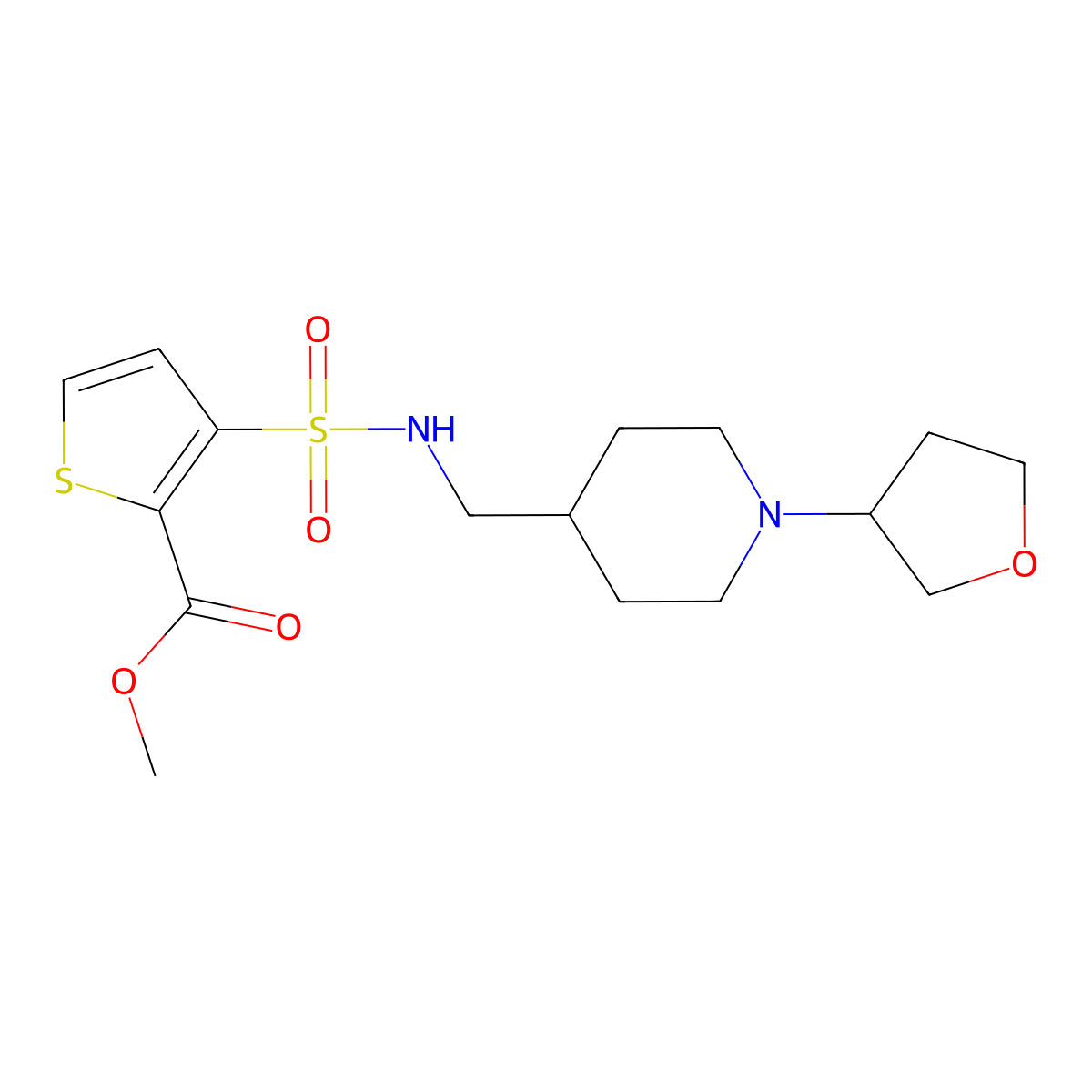 methyl 3-(N-((1-(tetrahydrofuran-3-yl)piperidin-4-yl)methyl)sulfamoyl)thiophene-2-carboxylate molecular structure, CAS 2034303-68-7