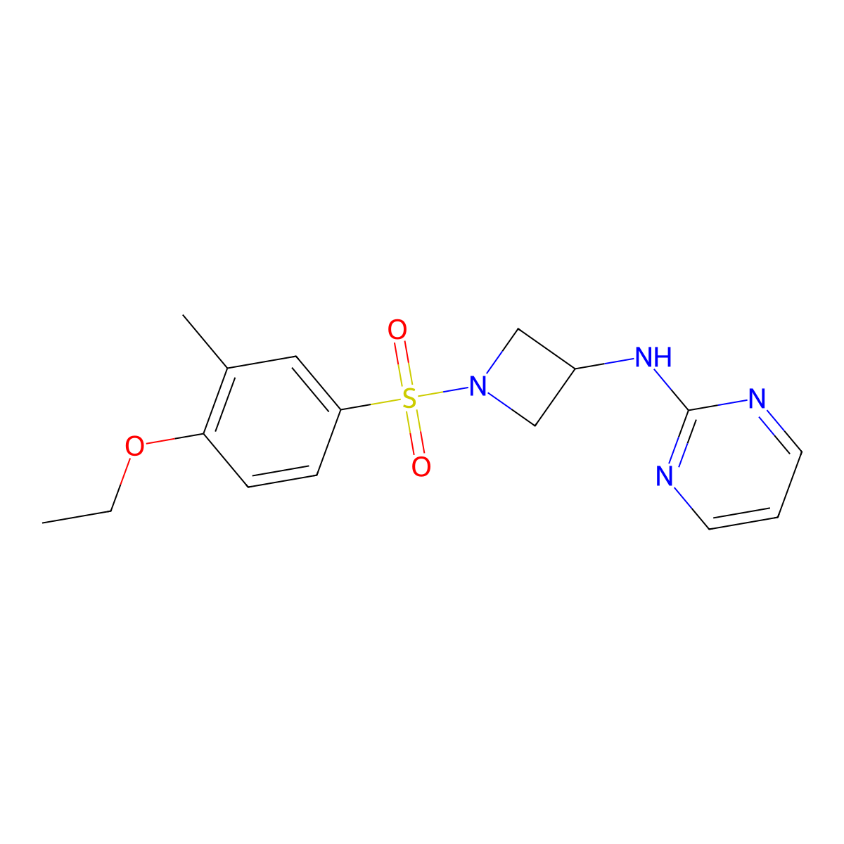 N-(1-((4-ethoxy-3-methylphenyl)sulfonyl)azetidin-3-yl)pyrimidin-2-amine molecular structure, CAS 2034303-75-6