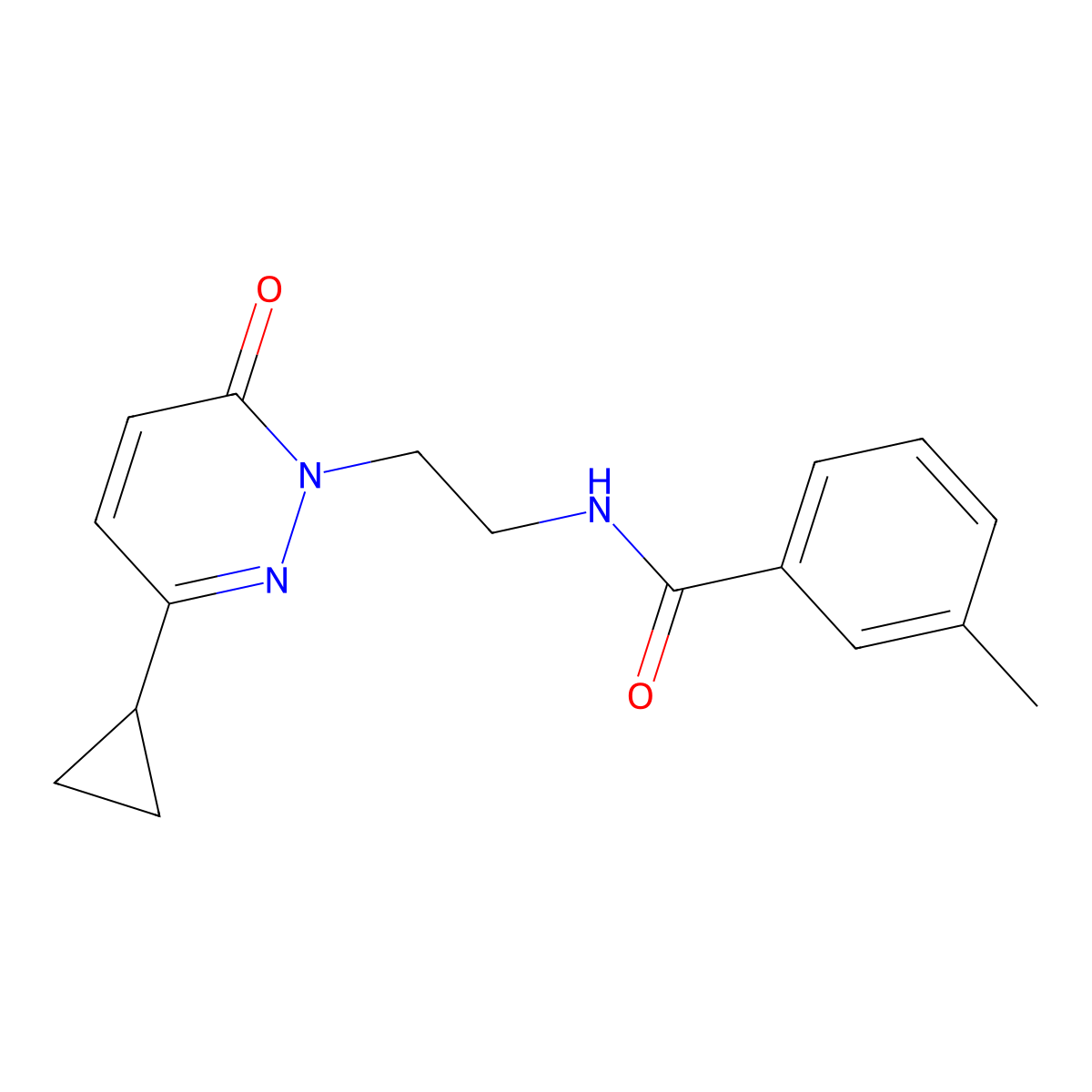 N-(2-(3-cyclopropyl-6-oxopyridazin-1(6H)-yl)ethyl)-3-methylbenzamide molecular structure, CAS 2034303-77-8