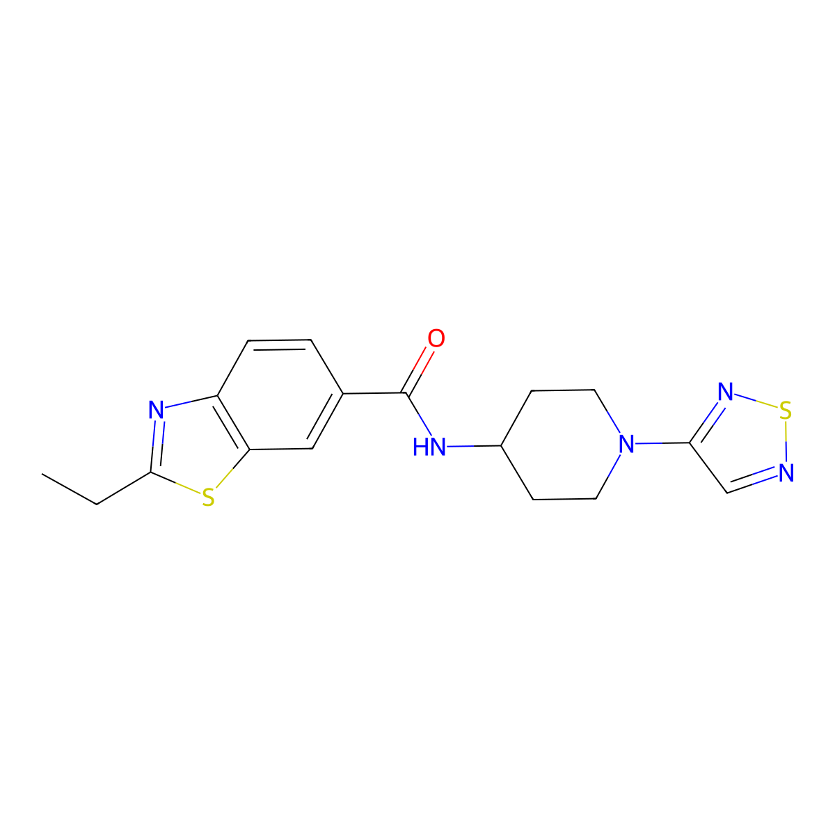 N-(1-(1,2,5-thiadiazol-3-yl)piperidin-4-yl)-2-ethylbenzo[d]thiazole-6-carboxamide molecular structure, CAS 2034303-82-5