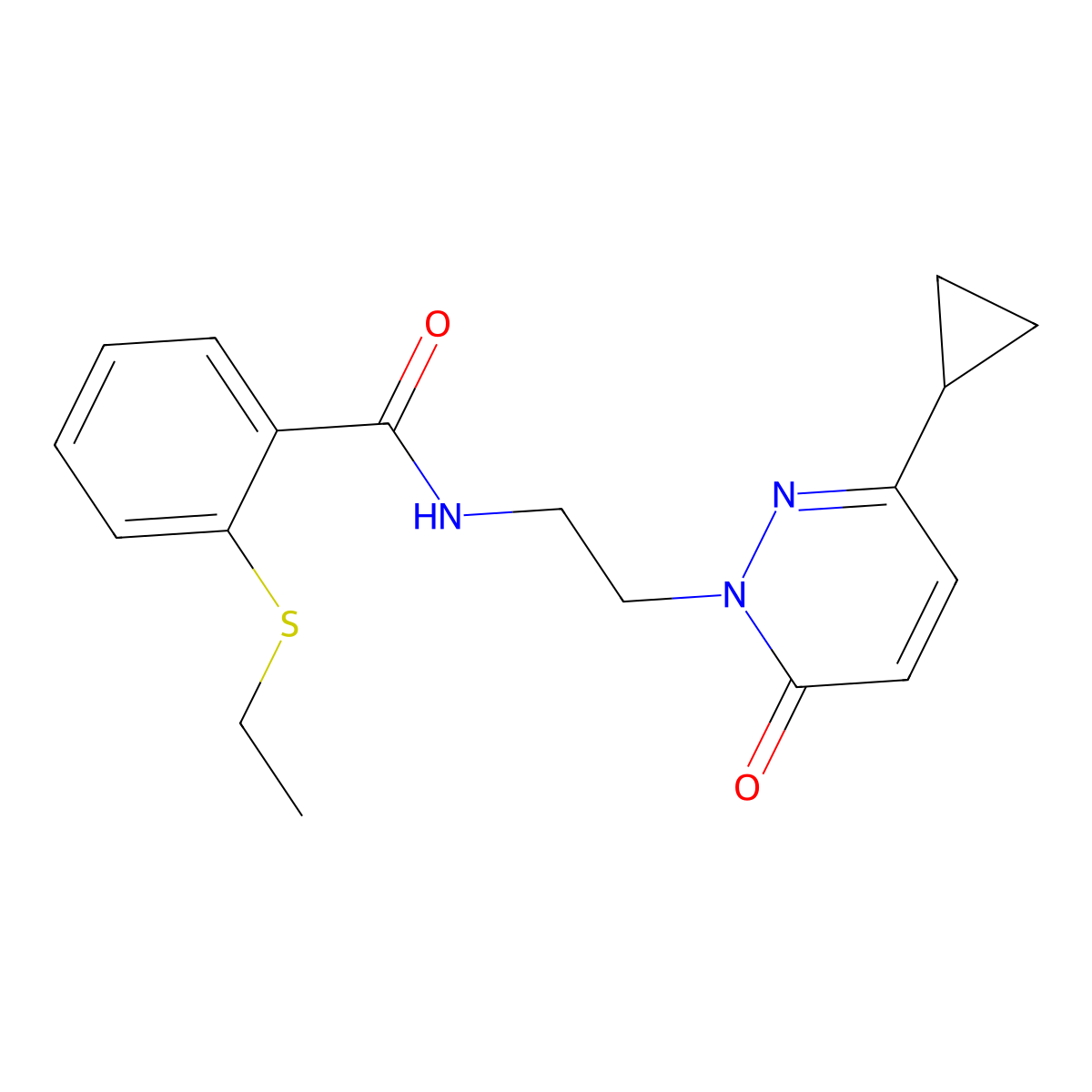 N-(2-(3-cyclopropyl-6-oxopyridazin-1(6H)-yl)ethyl)-2-(ethylthio)benzamide molecular structure, CAS 2034303-87-0