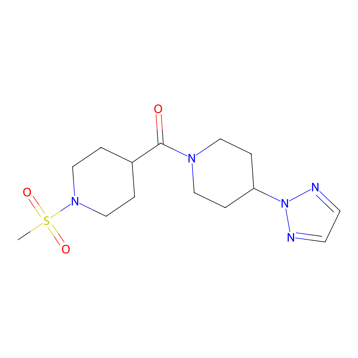 (4-(2H-1,2,3-triazol-2-yl)piperidin-1-yl)(1-(methylsulfonyl)piperidin-4-yl)methanone molecular structure, CAS 2034303-89-2