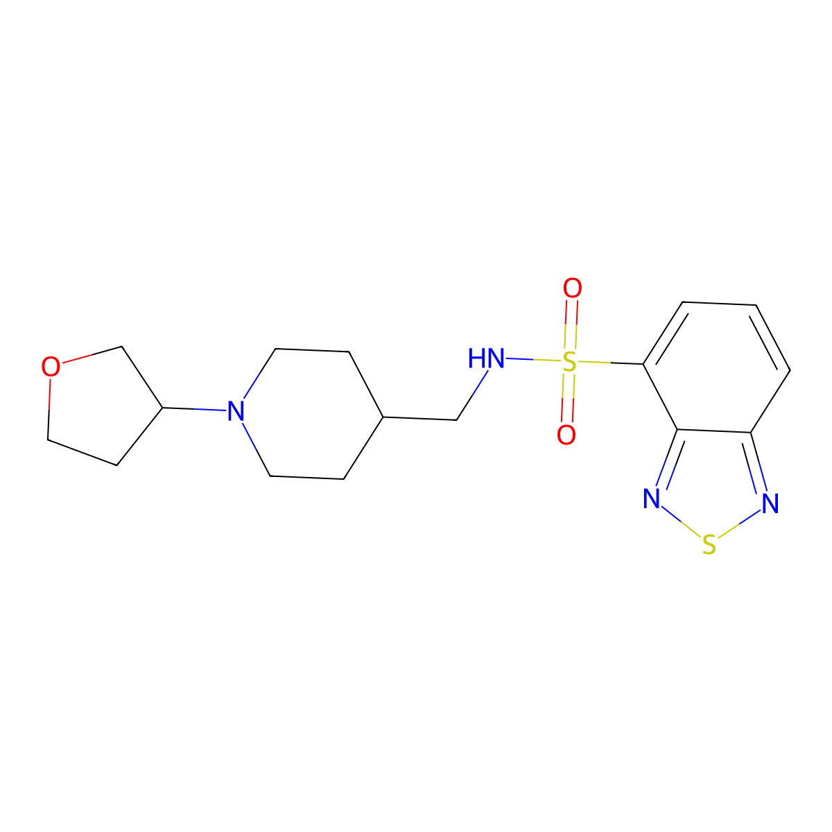 N-((1-(tetrahydrofuran-3-yl)piperidin-4-yl)methyl)benzo[c][1,2,5]thiadiazole-4-sulfonamide molecular structure, CAS 2034303-92-7