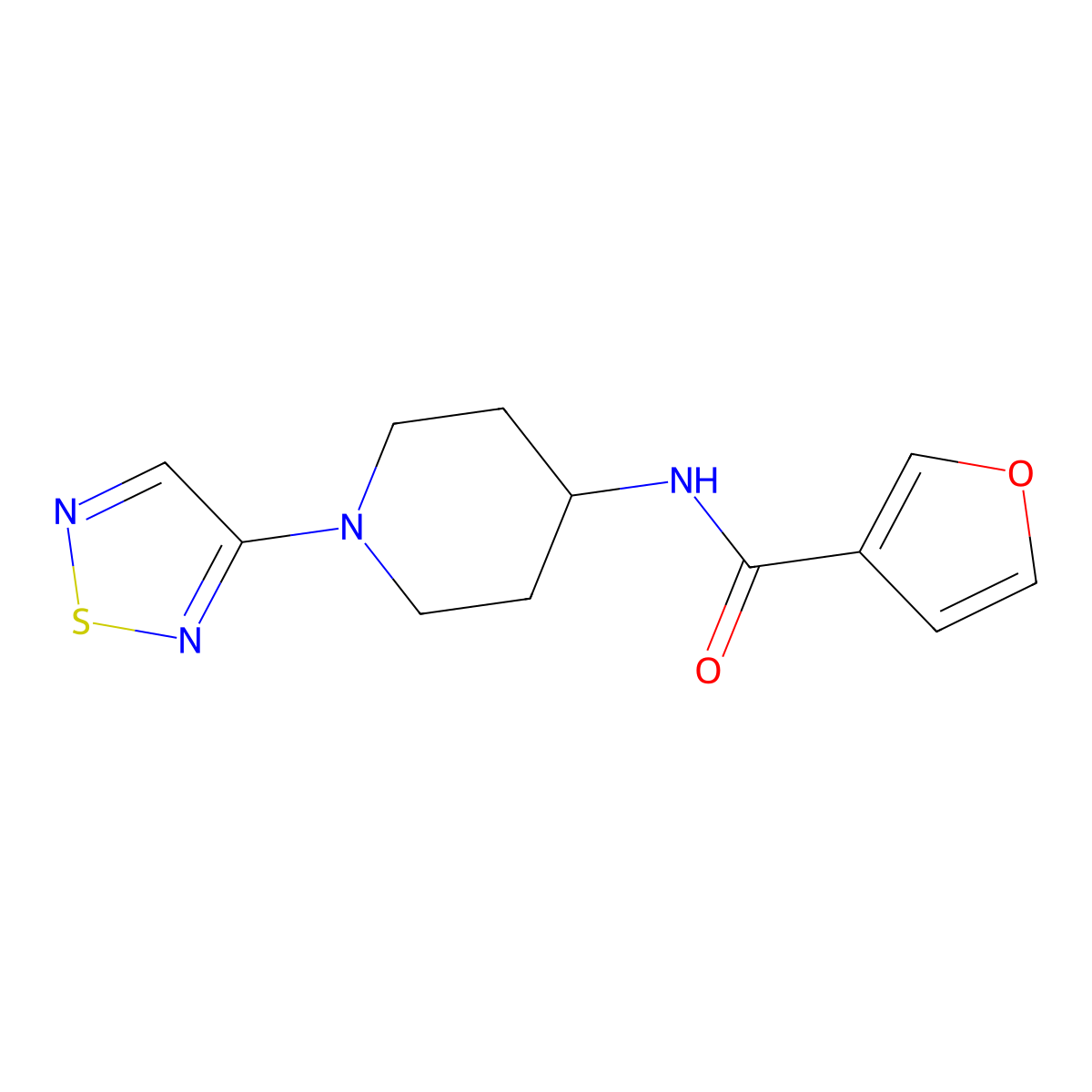 N-[1-(1,2,5-thiadiazol-3-yl)piperidin-4-yl]furan-3-carboxamide molecular structure, CAS 2034303-93-8