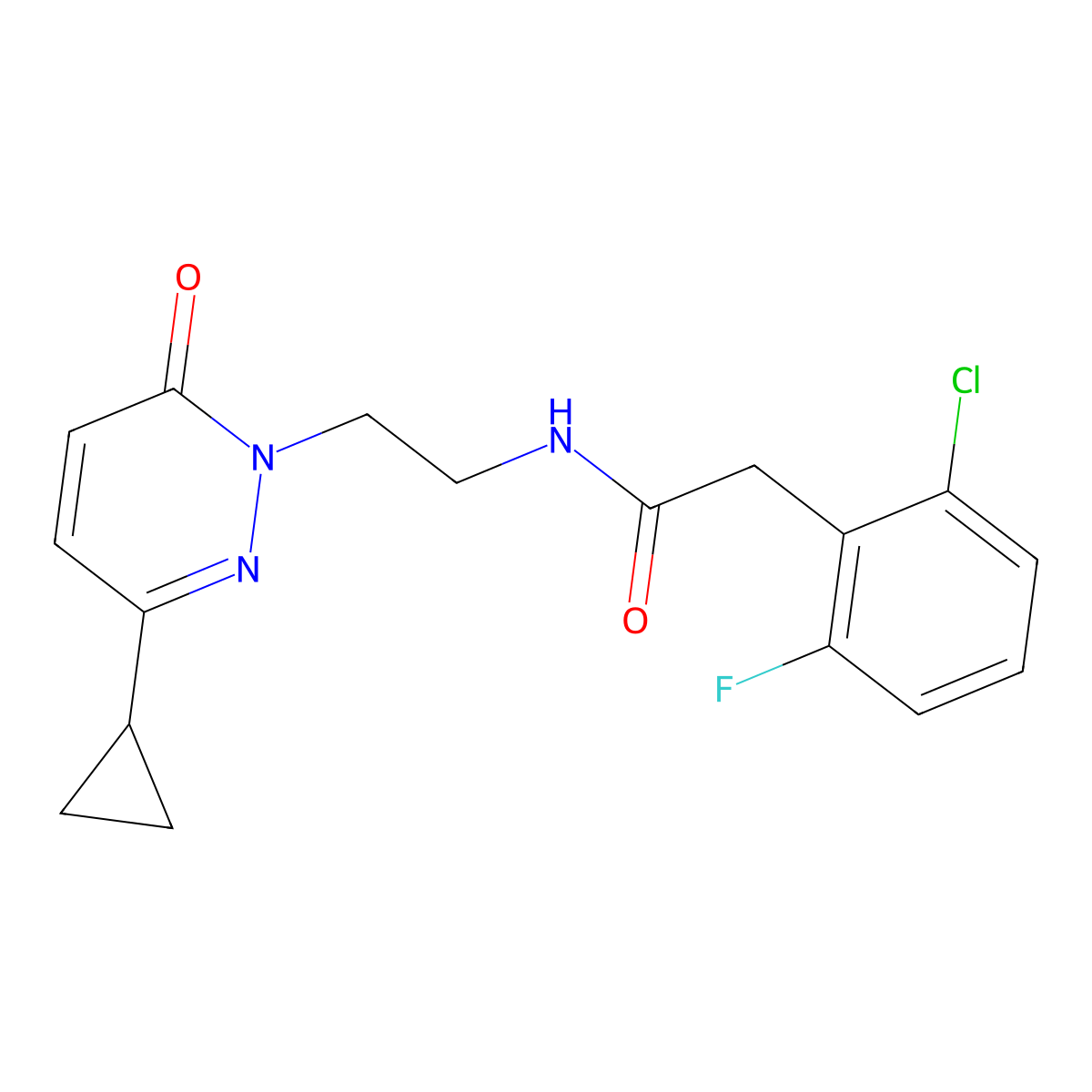2-(2-chloro-6-fluorophenyl)-N-(2-(3-cyclopropyl-6-oxopyridazin-1(6H)-yl)ethyl)acetamide molecular structure, CAS 2034303-95-0