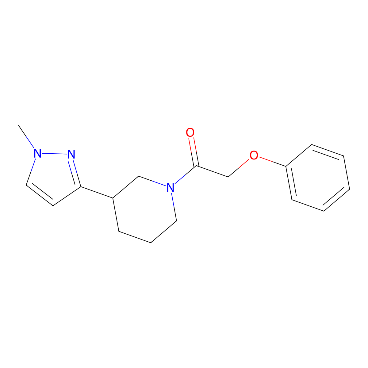1-(3-(1-methyl-1H-pyrazol-3-yl)piperidin-1-yl)-2-phenoxyethanone molecular structure, CAS 2034303-97-2