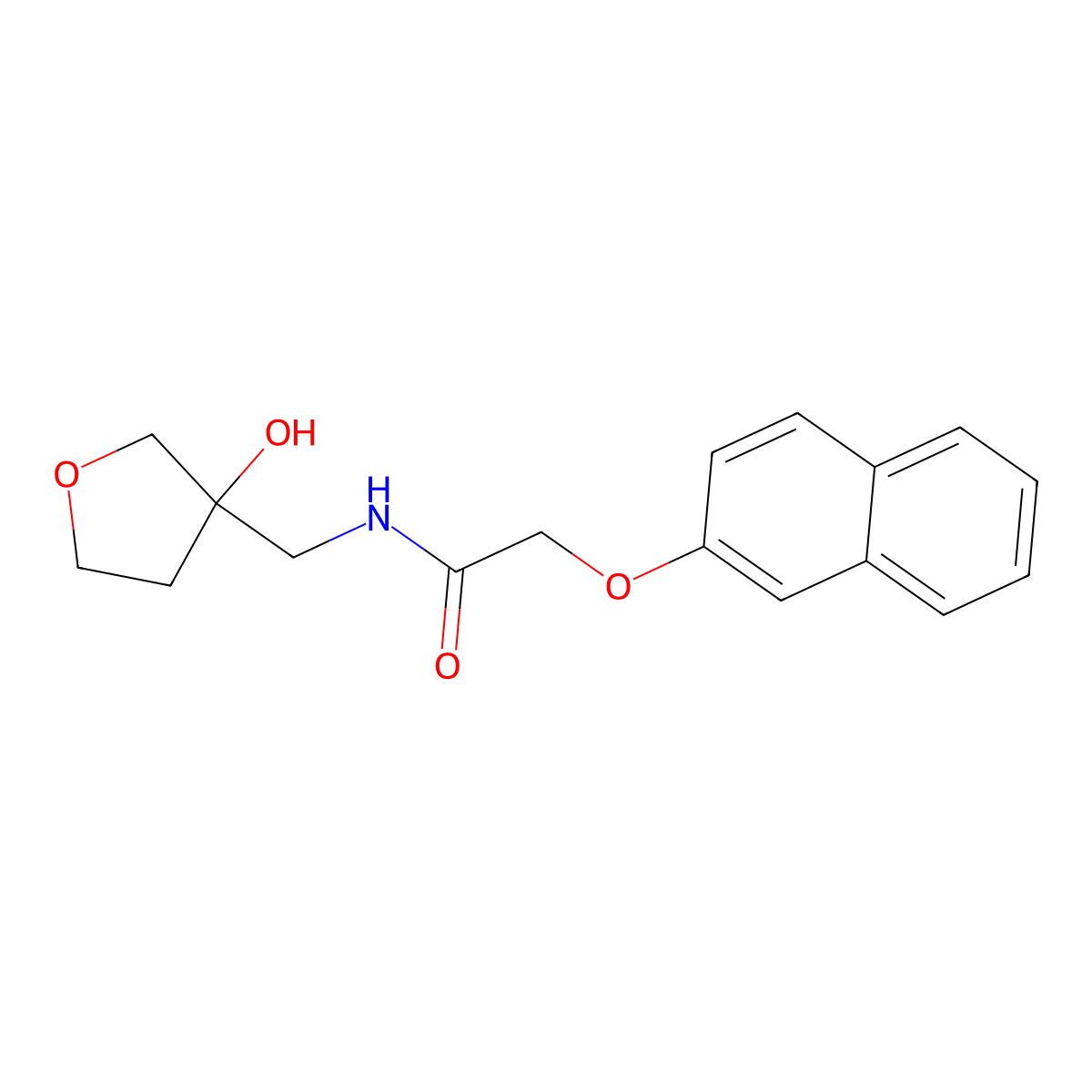 N-((3-hydroxytetrahydrofuran-3-yl)methyl)-2-(naphthalen-2-yloxy)acetamide molecular structure, CAS 2034303-98-3