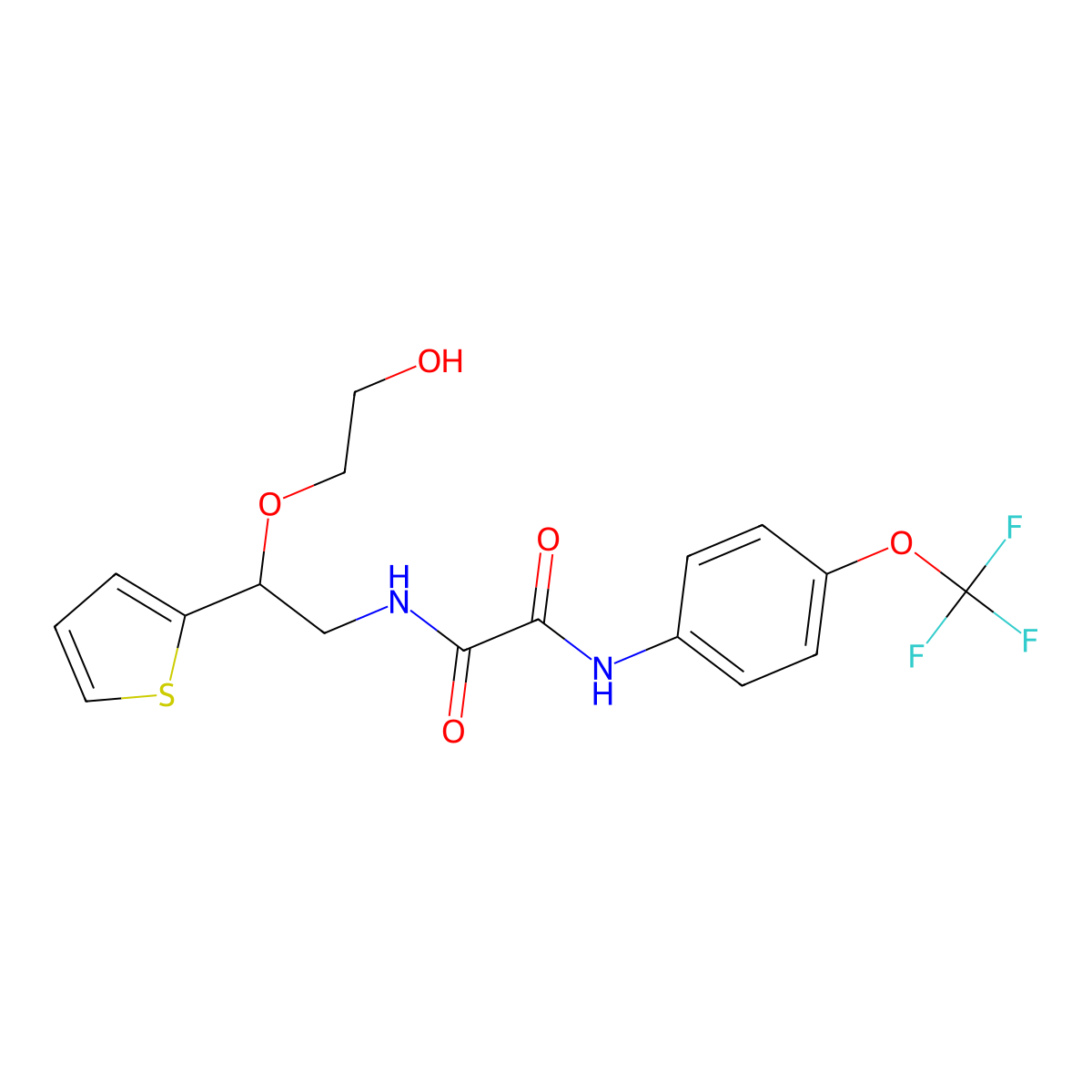 N1-(2-(2-hydroxyethoxy)-2-(thiophen-2-yl)ethyl)-N2-(4-(trifluoromethoxy)phenyl)oxalamide molecular structure, CAS 2034304-00-0