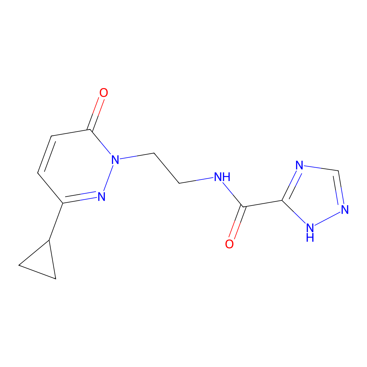 N-(2-(3-cyclopropyl-6-oxopyridazin-1(6H)-yl)ethyl)-1H-1,2,4-triazole-3-carboxamide molecular structure, CAS 2034304-02-2