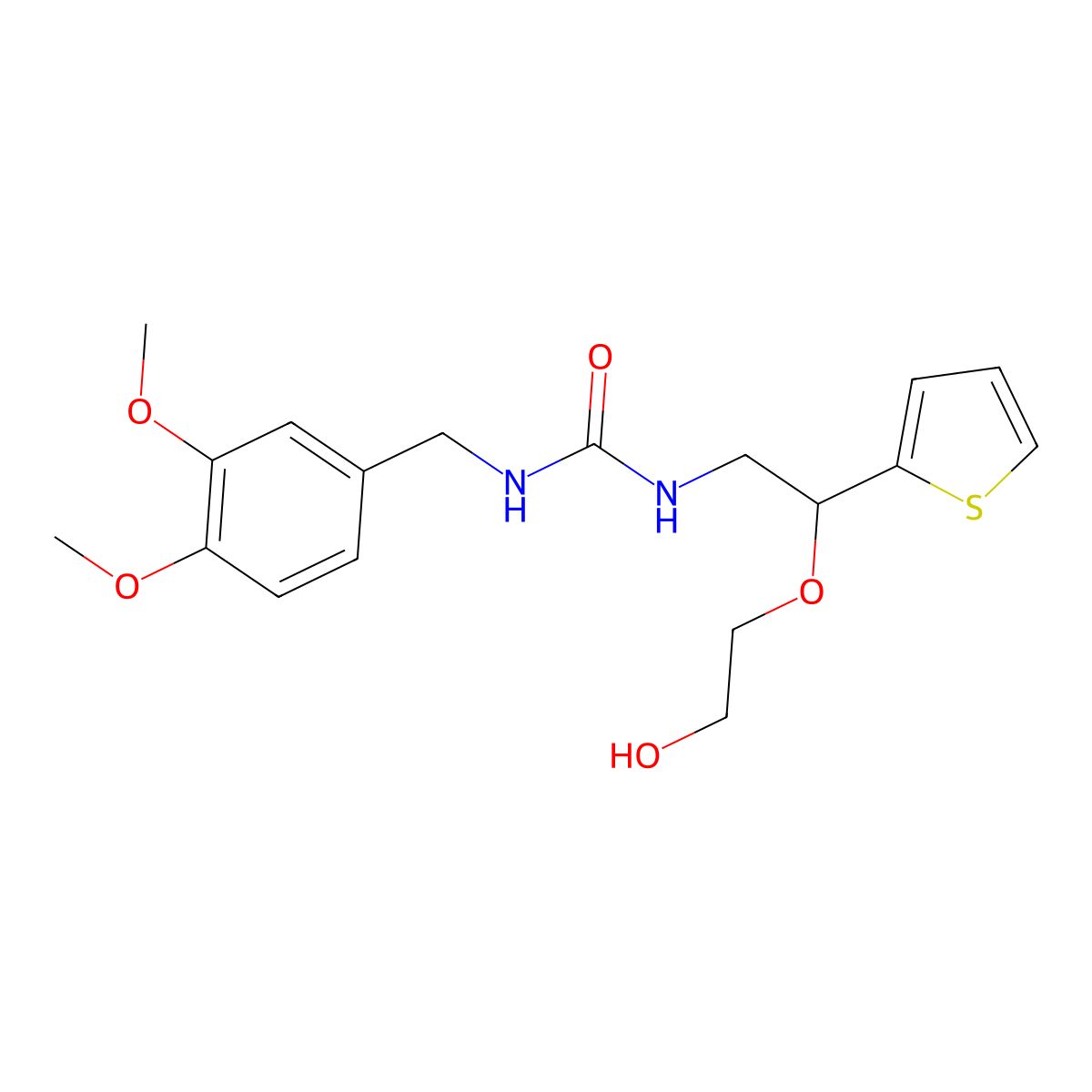 1-(3,4-Dimethoxybenzyl)-3-(2-(2-hydroxyethoxy)-2-(thiophen-2-yl)ethyl)urea molecular structure, CAS 2034304-04-4