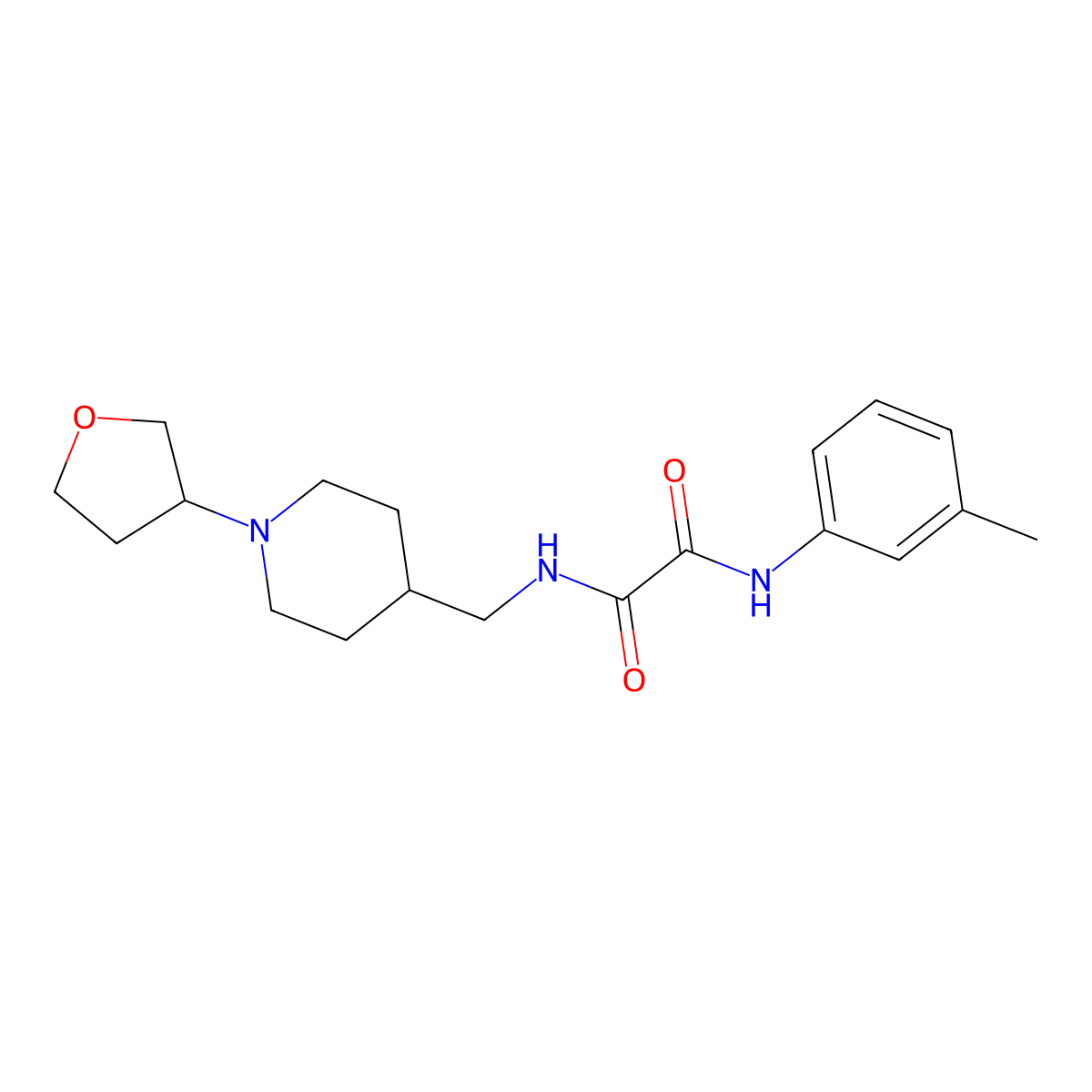 N1-((1-(tetrahydrofuran-3-yl)piperidin-4-yl)methyl)-N2-(m-tolyl)oxalamide molecular structure, CAS 2034304-05-5