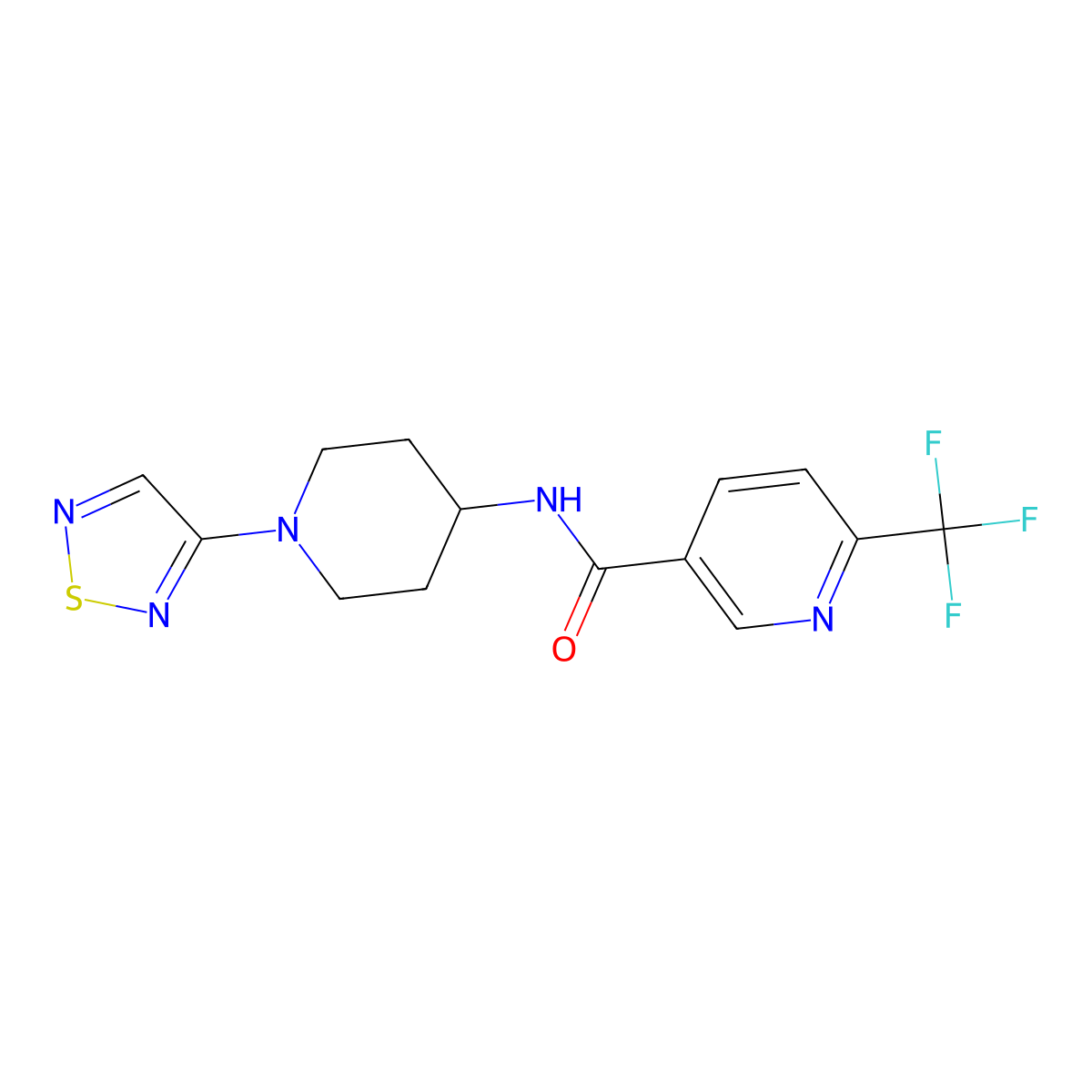 N-(1-(1,2,5-thiadiazol-3-yl)piperidin-4-yl)-6-(trifluoromethyl)nicotinamide molecular structure, CAS 2034304-06-6