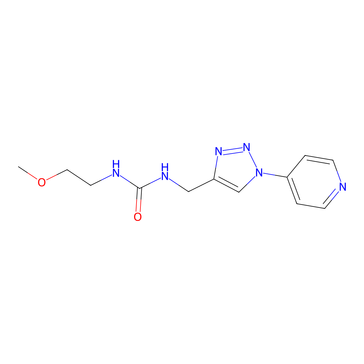 1-(2-methoxyethyl)-3-((1-(pyridin-4-yl)-1H-1,2,3-triazol-4-yl)methyl)urea molecular structure, CAS 2034304-12-4