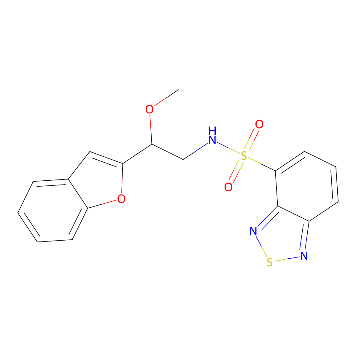 N-(2-(benzofuran-2-yl)-2-methoxyethyl)benzo[c][1,2,5]thiadiazole-4-sulfonamide molecular structure, CAS 2034304-16-8