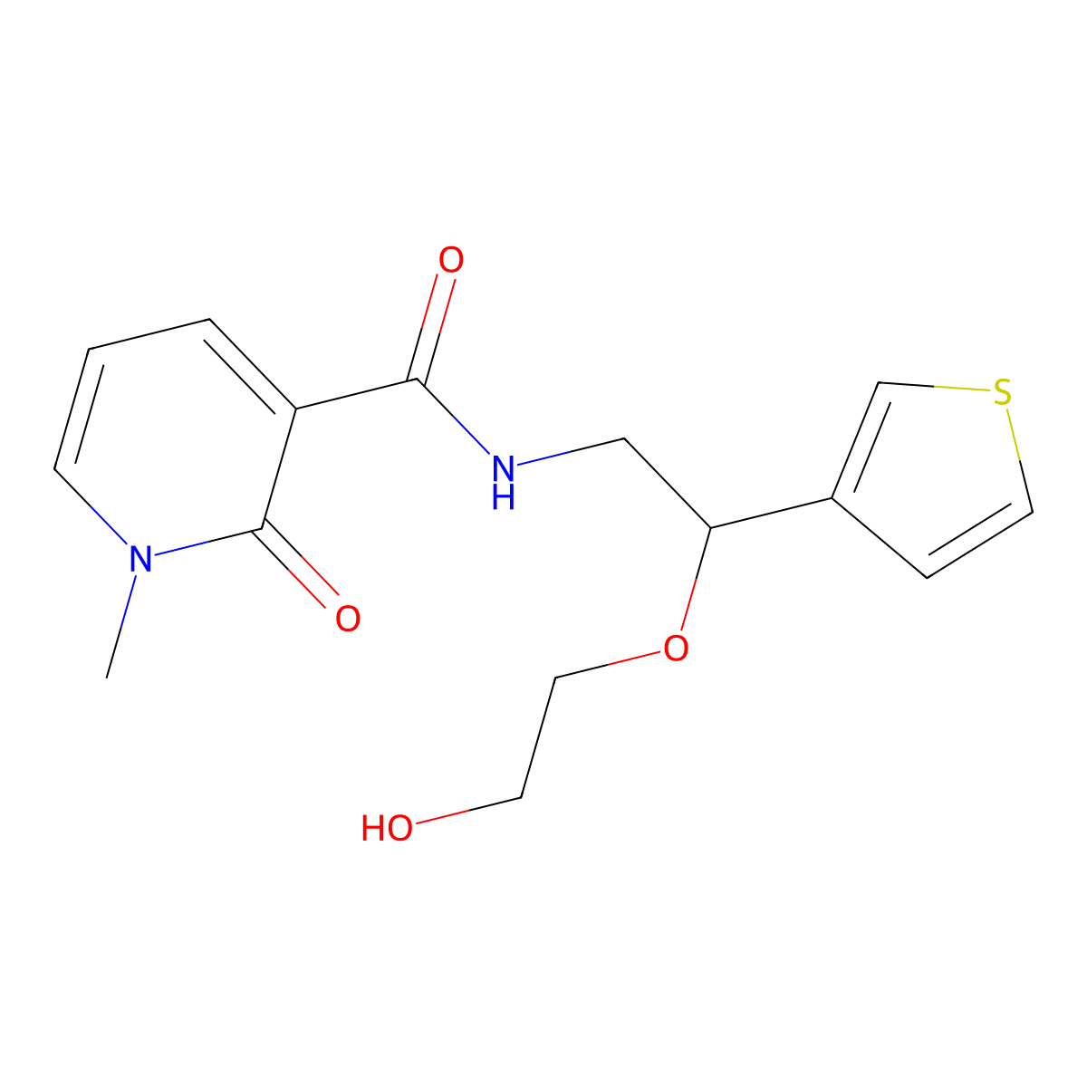 N-[2-(2-hydroxyethoxy)-2-(thiophen-3-yl)ethyl]-1-methyl-2-oxo-1,2-dihydropyridine-3-carboxamide molecular structure, CAS 2034304-18-0
