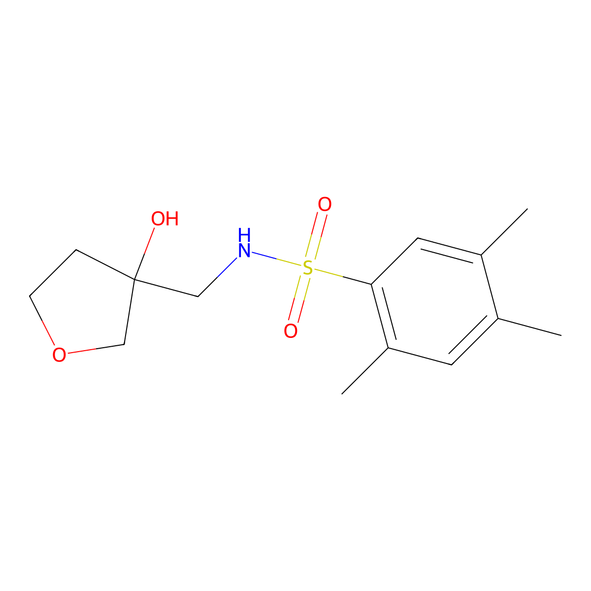 N-((3-hydroxytetrahydrofuran-3-yl)methyl)-2,4,5-trimethylbenzenesulfonamide molecular structure, CAS 2034304-20-4
