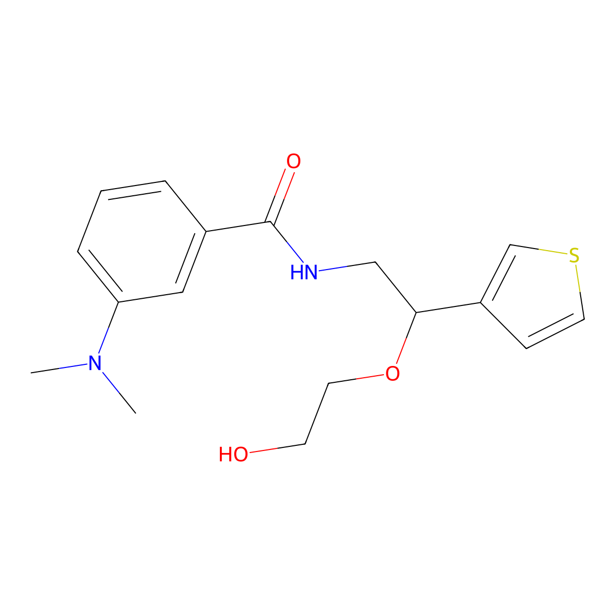 3-(dimethylamino)-N-[2-(2-hydroxyethoxy)-2-(thiophen-3-yl)ethyl]benzamide molecular structure, CAS 2034304-24-8