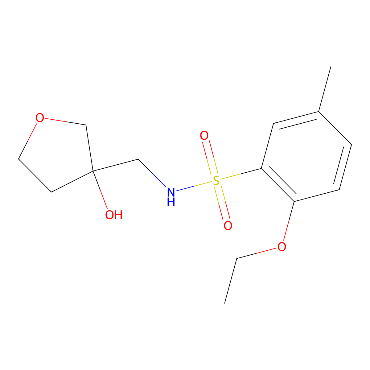 2-ethoxy-N-((3-hydroxytetrahydrofuran-3-yl)methyl)-5-methylbenzenesulfonamide molecular structure, CAS 2034304-26-0