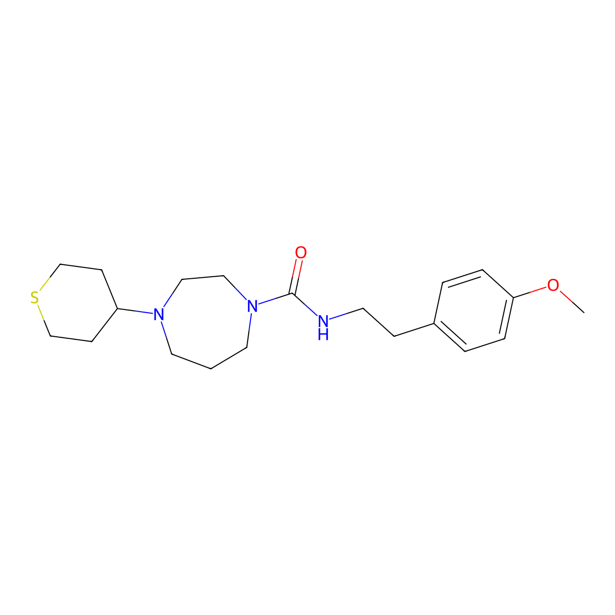 N-[2-(4-methoxyphenyl)ethyl]-4-(thian-4-yl)-1,4-diazepane-1-carboxamide molecular structure, CAS 2034304-29-3