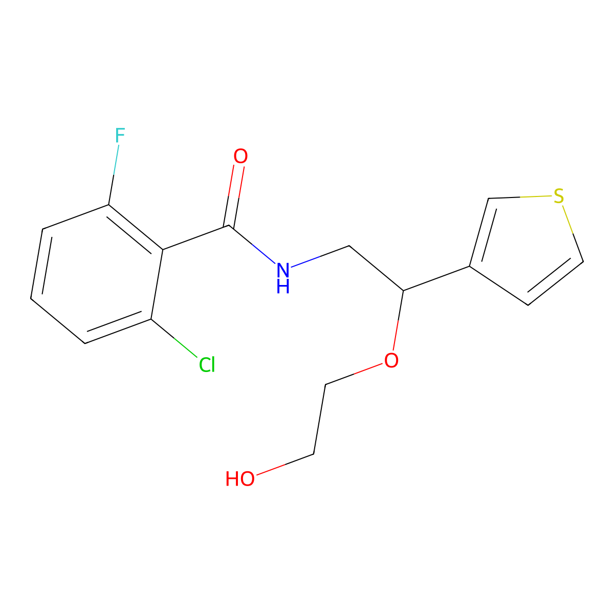 2-chloro-6-fluoro-N-[2-(2-hydroxyethoxy)-2-(thiophen-3-yl)ethyl]benzamide molecular structure, CAS 2034304-32-8