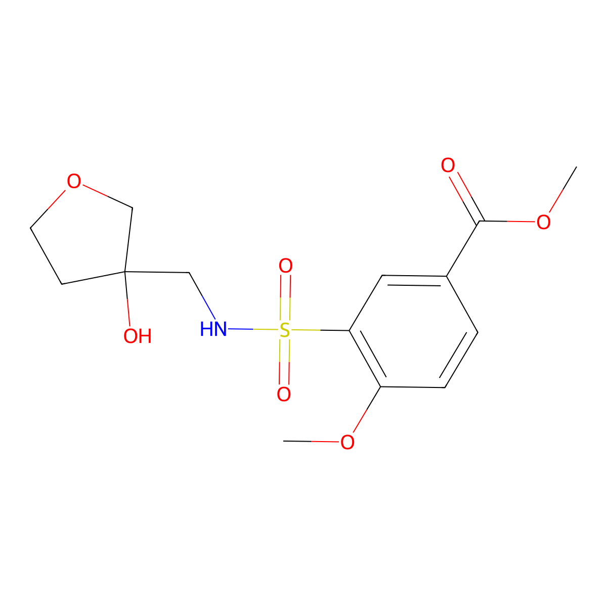 methyl 3-(N-((3-hydroxytetrahydrofuran-3-yl)methyl)sulfamoyl)-4-methoxybenzoate molecular structure, CAS 2034304-34-0