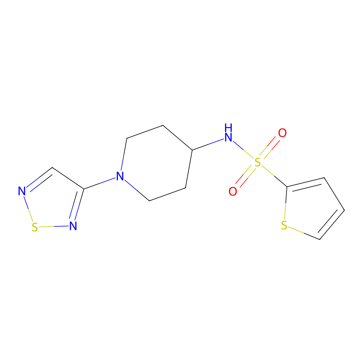 N-[1-(1,2,5-thiadiazol-3-yl)piperidin-4-yl]thiophene-2-sulfonamide molecular structure, CAS 2034304-36-2