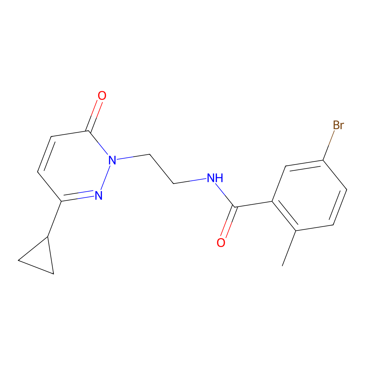 5-bromo-N-(2-(3-cyclopropyl-6-oxopyridazin-1(6H)-yl)ethyl)-2-methylbenzamide molecular structure, CAS 2034304-37-3