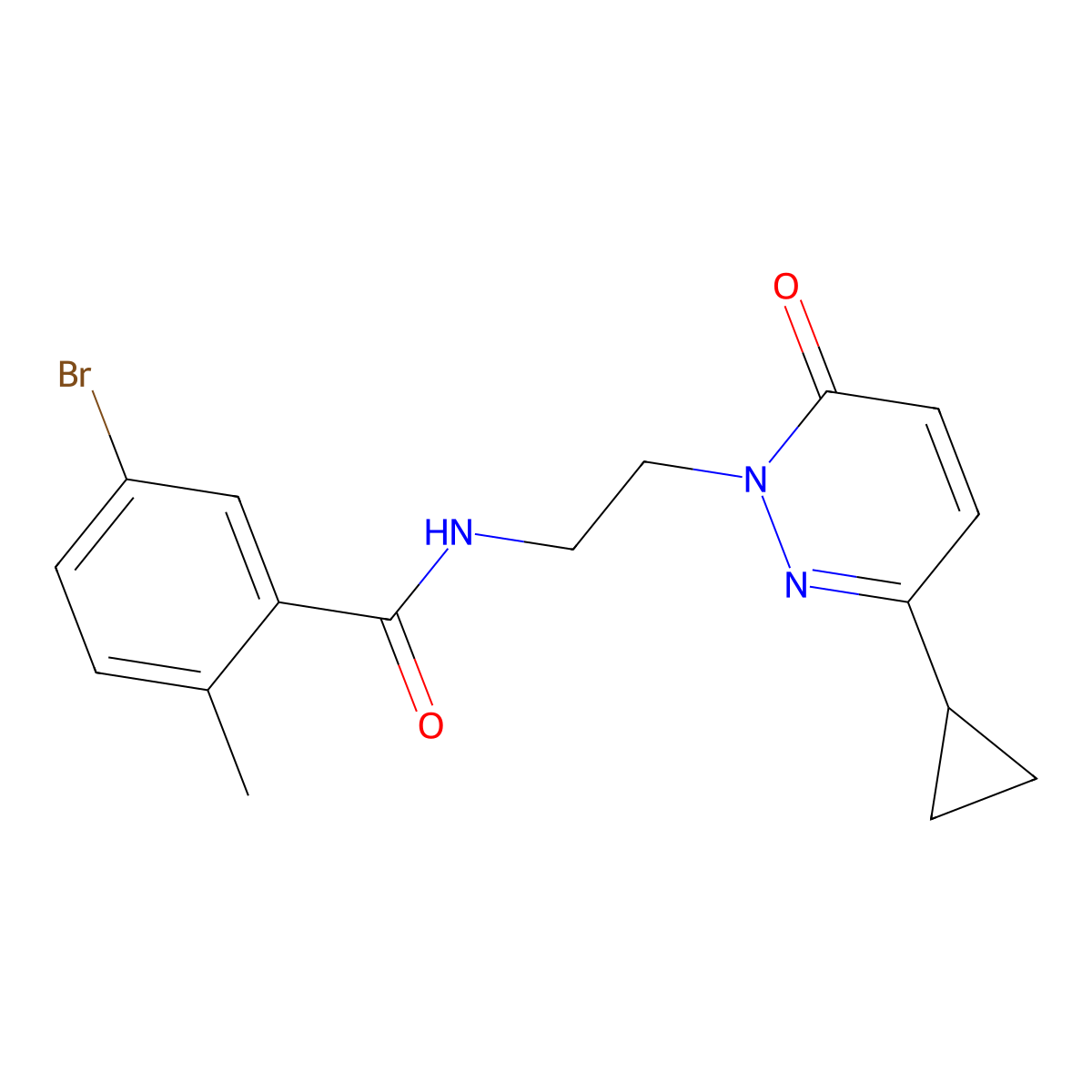 5-bromo-N-(2-(3-cyclopropyl-6-oxopyridazin-1(6H)-yl)ethyl)-2-methylbenzamide molecular structure, CAS 2034304-37-3
