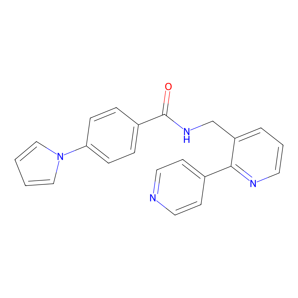N-([2,4'-bipyridin]-3-ylmethyl)-4-(1H-pyrrol-1-yl)benzamide molecular structure, CAS 2034304-38-4