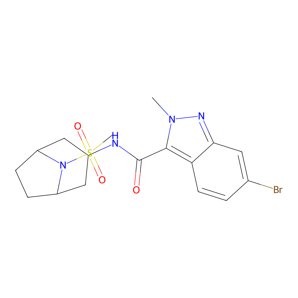6-bromo-2-methyl-N-(8-(methylsulfonyl)-8-azabicyclo[3.2.1]octan-3-yl)-2H-indazole-3-carboxamide molecular structure, CAS 2034304-41-9