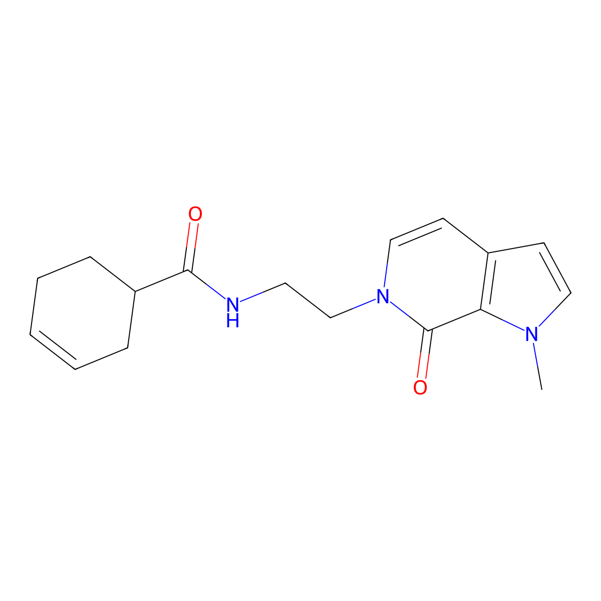 N-(2-(1-methyl-7-oxo-1H-pyrrolo[2,3-c]pyridin-6(7H)-yl)ethyl)cyclohex-3-enecarboxamide molecular structure, CAS 2034304-45-3
