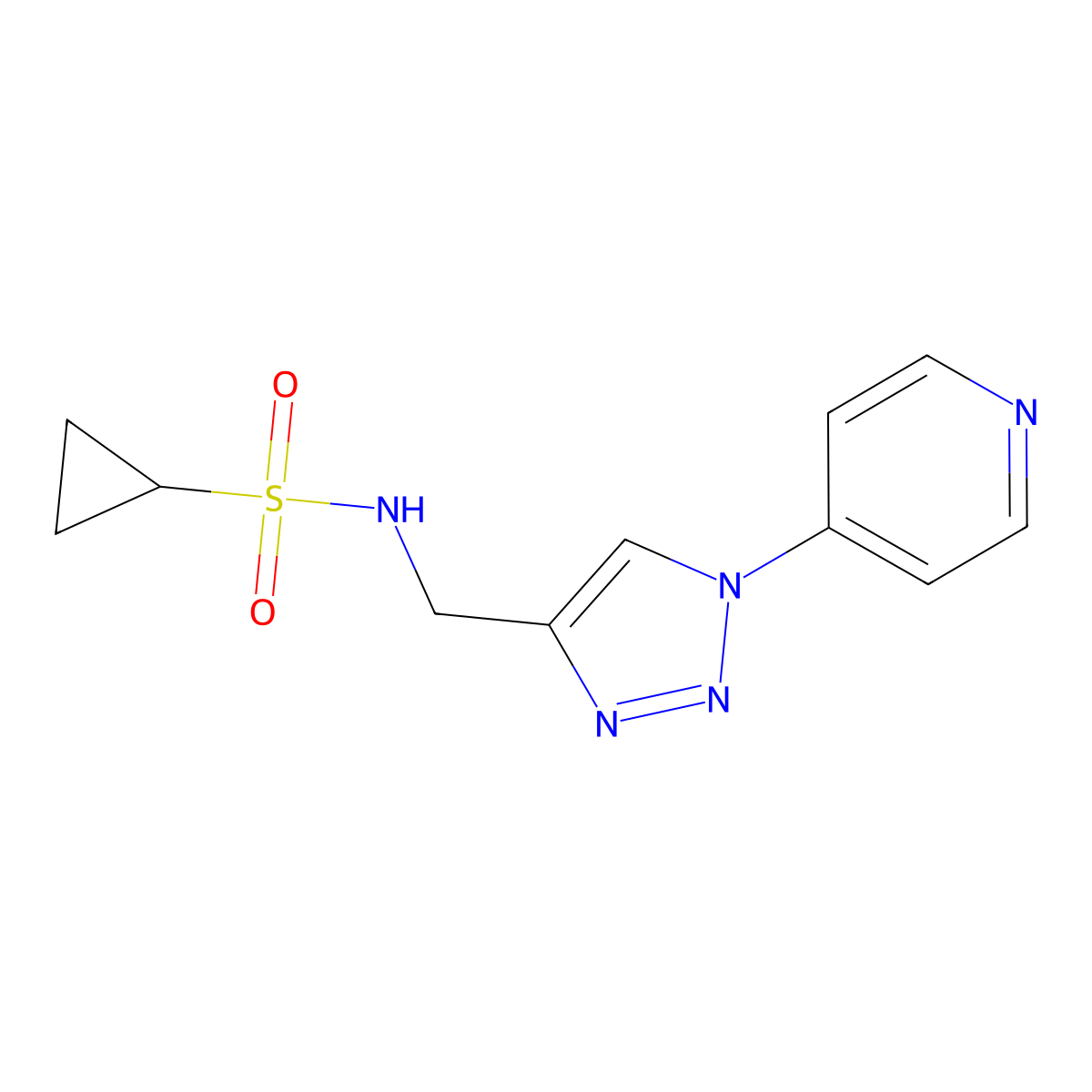 N-{[1-(pyridin-4-yl)-1H-1,2,3-triazol-4-yl]methyl}cyclopropanesulfonamide molecular structure, CAS 2034304-50-0