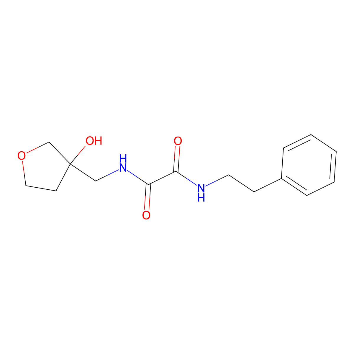 N1-((3-hydroxytetrahydrofuran-3-yl)methyl)-N2-phenethyloxalamide molecular structure, CAS 2034304-51-1