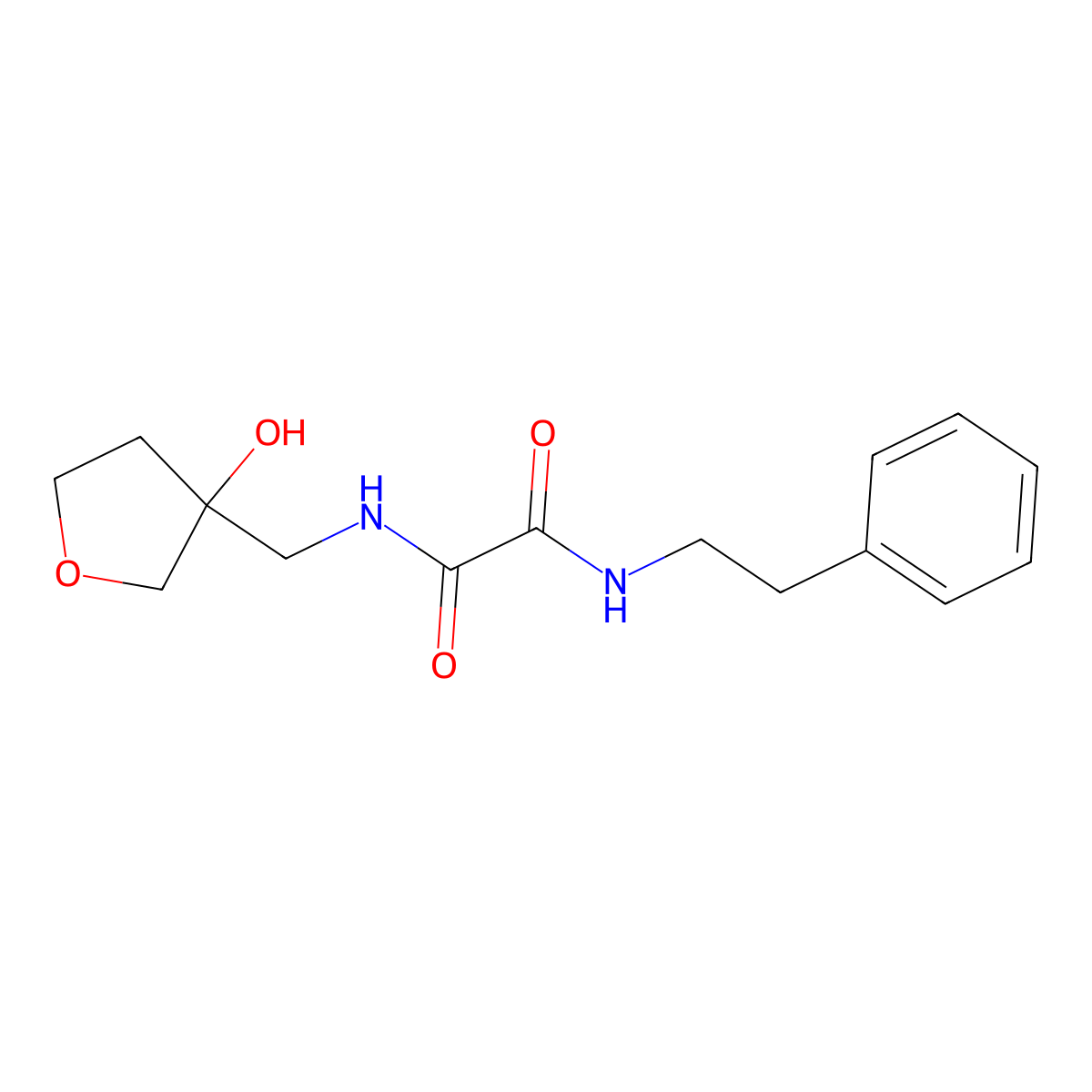 N1-((3-hydroxytetrahydrofuran-3-yl)methyl)-N2-phenethyloxalamide molecular structure, CAS 2034304-51-1