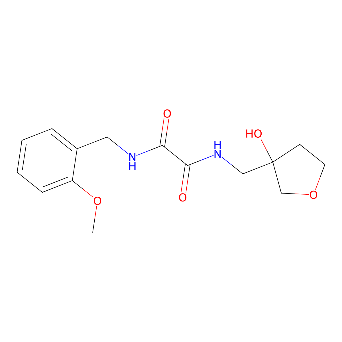 N1-((3-hydroxytetrahydrofuran-3-yl)methyl)-N2-(2-methoxybenzyl)oxalamide molecular structure, CAS 2034304-54-4