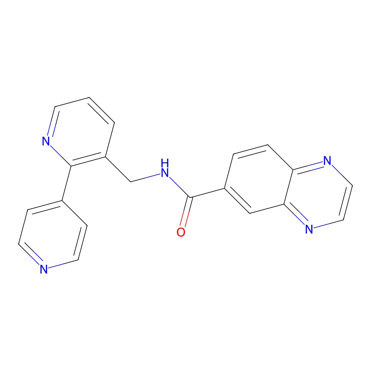 N-([2,4'-bipyridin]-3-ylmethyl)quinoxaline-6-carboxamide molecular structure, CAS 2034304-57-7