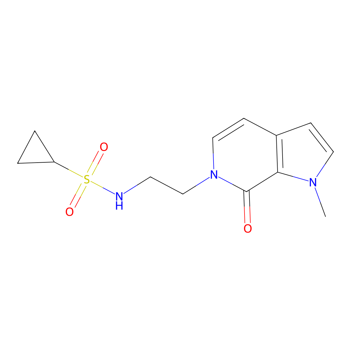 N-(2-(1-methyl-7-oxo-1H-pyrrolo[2,3-c]pyridin-6(7H)-yl)ethyl)cyclopropanesulfonamide molecular structure, CAS 2034304-59-9