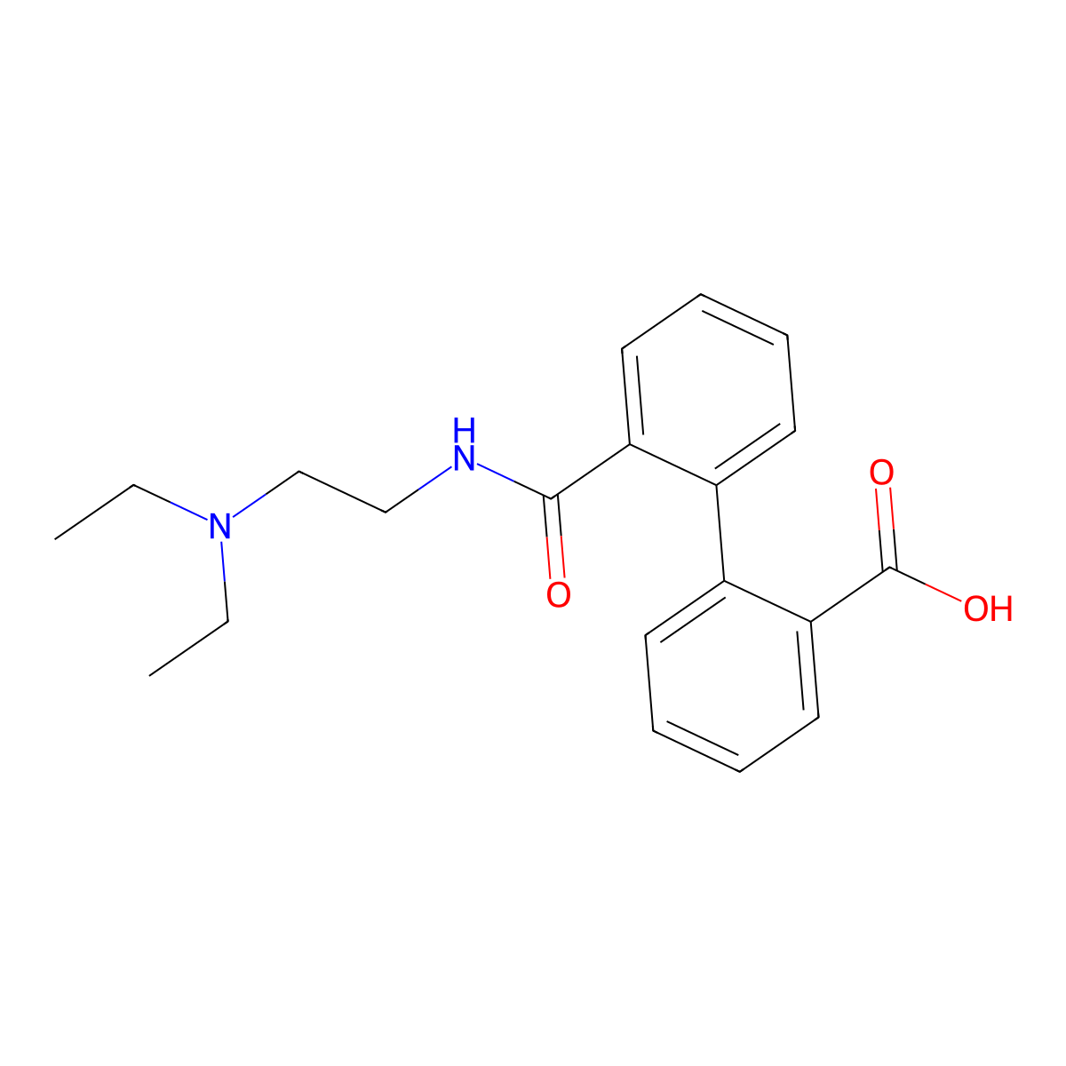 2'-((2-(Diethylamino)ethyl)carbamoyl)-[1,1'-biphenyl]-2-carboxylic acid molecular structure, CAS 2034304-62-4
