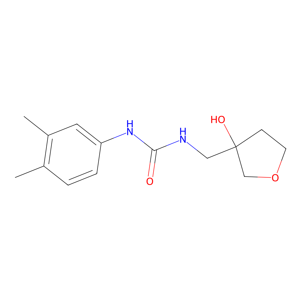 1-(3,4-Dimethylphenyl)-3-[(3-hydroxyoxolan-3-yl)methyl]urea molecular structure, CAS 2034304-68-0