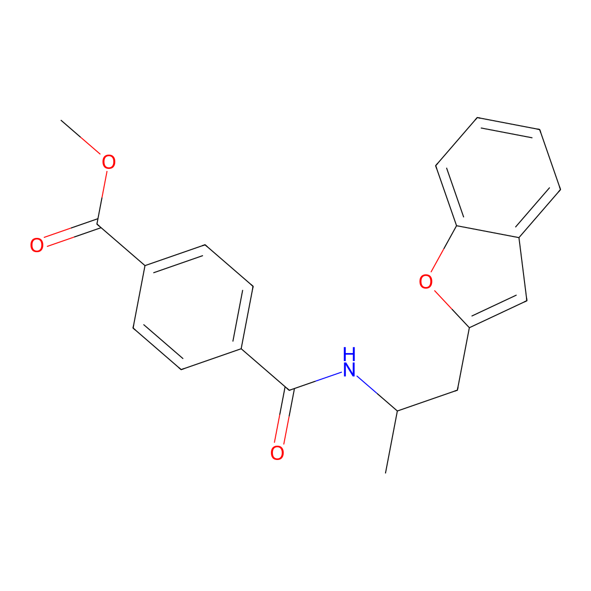 Methyl 4-((1-(benzofuran-2-yl)propan-2-yl)carbamoyl)benzoate molecular structure, CAS 2034304-71-5