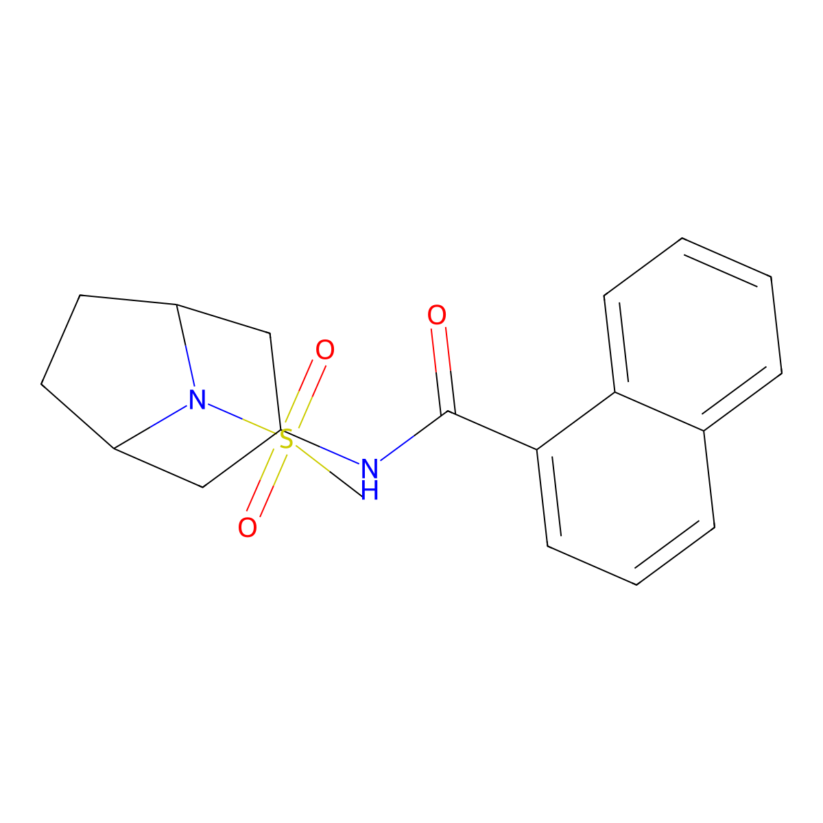 N-(8-(methylsulfonyl)-8-azabicyclo[3.2.1]octan-3-yl)-1-naphthamide molecular structure, CAS 2034304-72-6