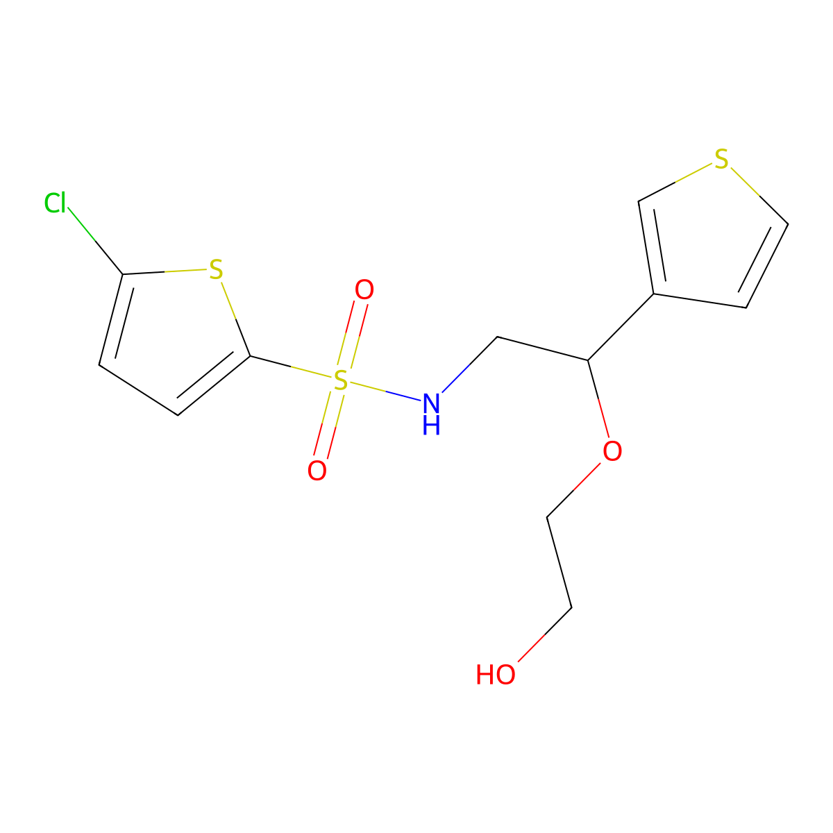 5-chloro-N-(2-(2-hydroxyethoxy)-2-(thiophen-3-yl)ethyl)thiophene-2-sulfonamide molecular structure, CAS 2034304-80-6
