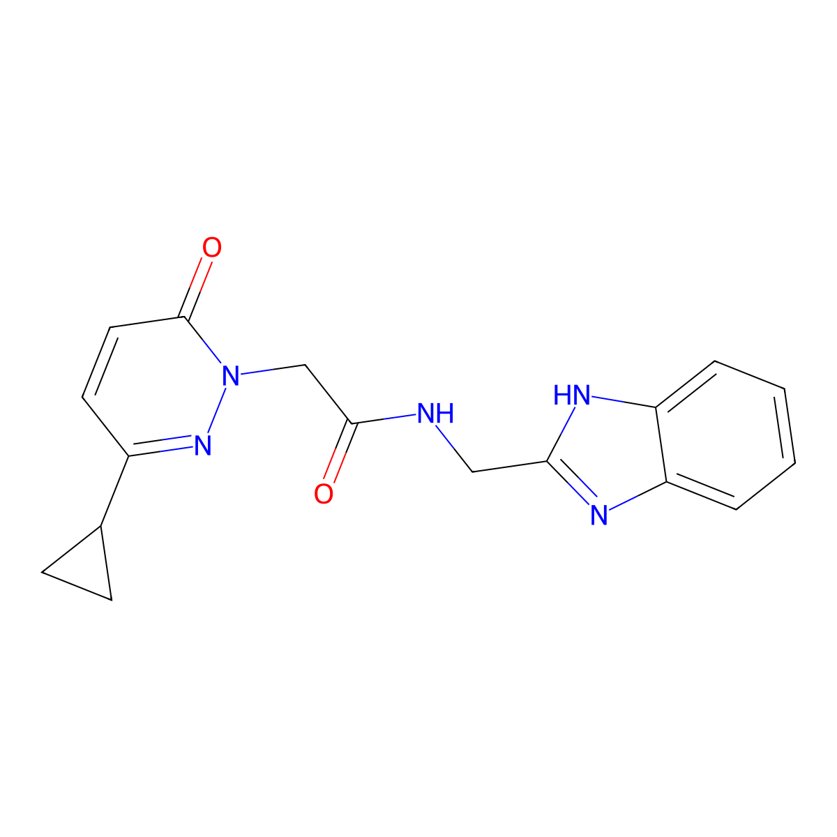 N-[(1H-1,3-benzodiazol-2-yl)methyl]-2-(3-cyclopropyl-6-oxo-1,6-dihydropyridazin-1-yl)acetamide molecular structure, CAS 2034304-82-8