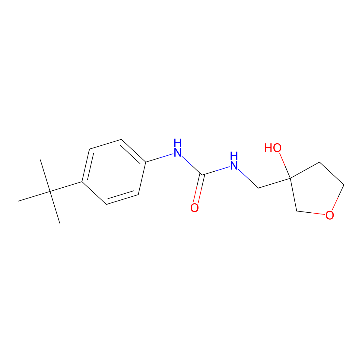 1-(4-(Tert-butyl)phenyl)-3-((3-hydroxytetrahydrofuran-3-yl)methyl)urea molecular structure, CAS 2034304-86-2