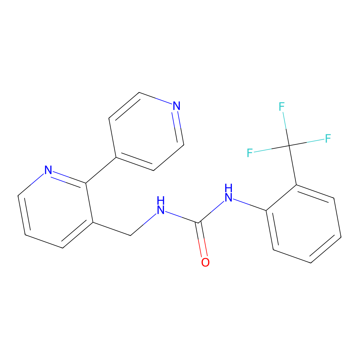 1-([2,4'-Bipyridin]-3-ylmethyl)-3-(2-(trifluoromethyl)phenyl)urea molecular structure, CAS 2034304-90-8