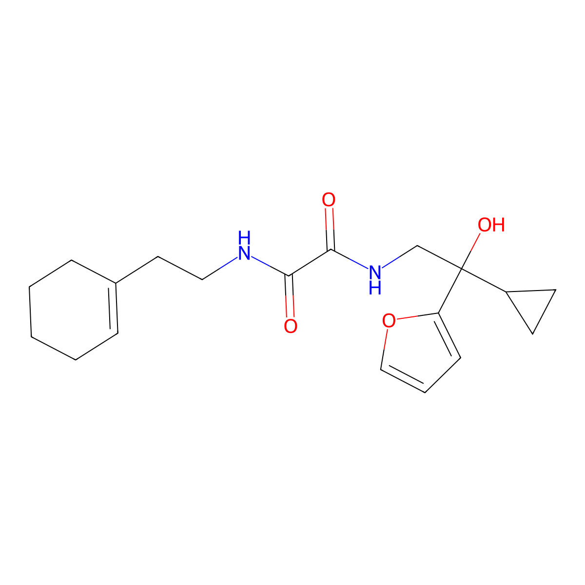 N1-(2-(cyclohex-1-en-1-yl)ethyl)-N2-(2-cyclopropyl-2-(furan-2-yl)-2-hydroxyethyl)oxalamide molecular structure, CAS 2034304-91-9