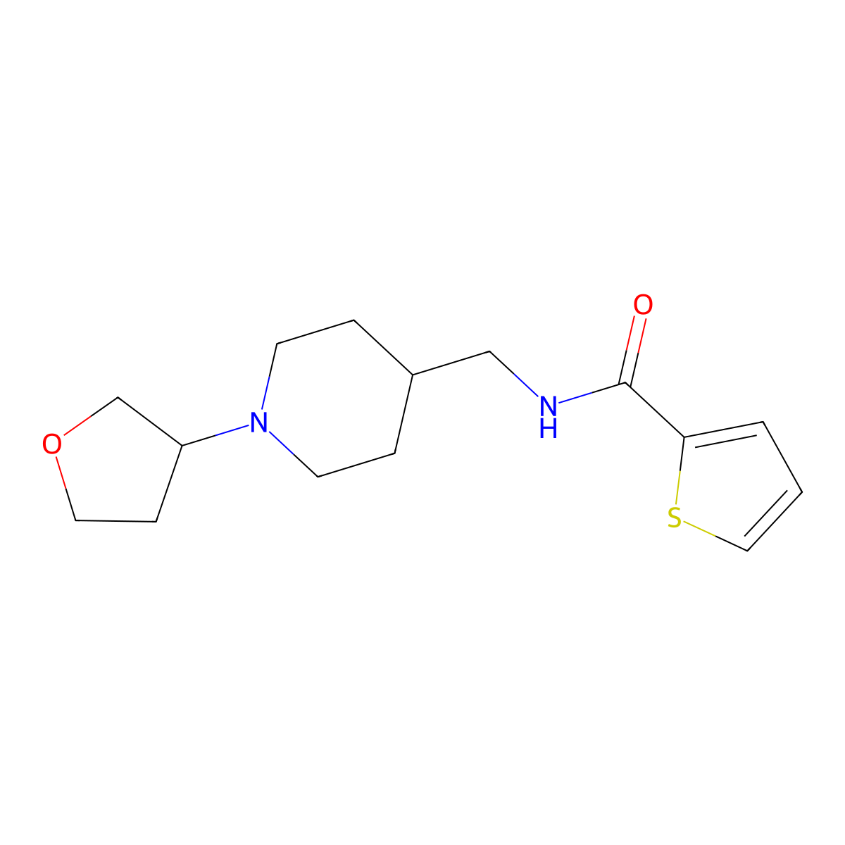 N-((1-(tetrahydrofuran-3-yl)piperidin-4-yl)methyl)thiophene-2-carboxamide molecular structure, CAS 2034304-94-2
