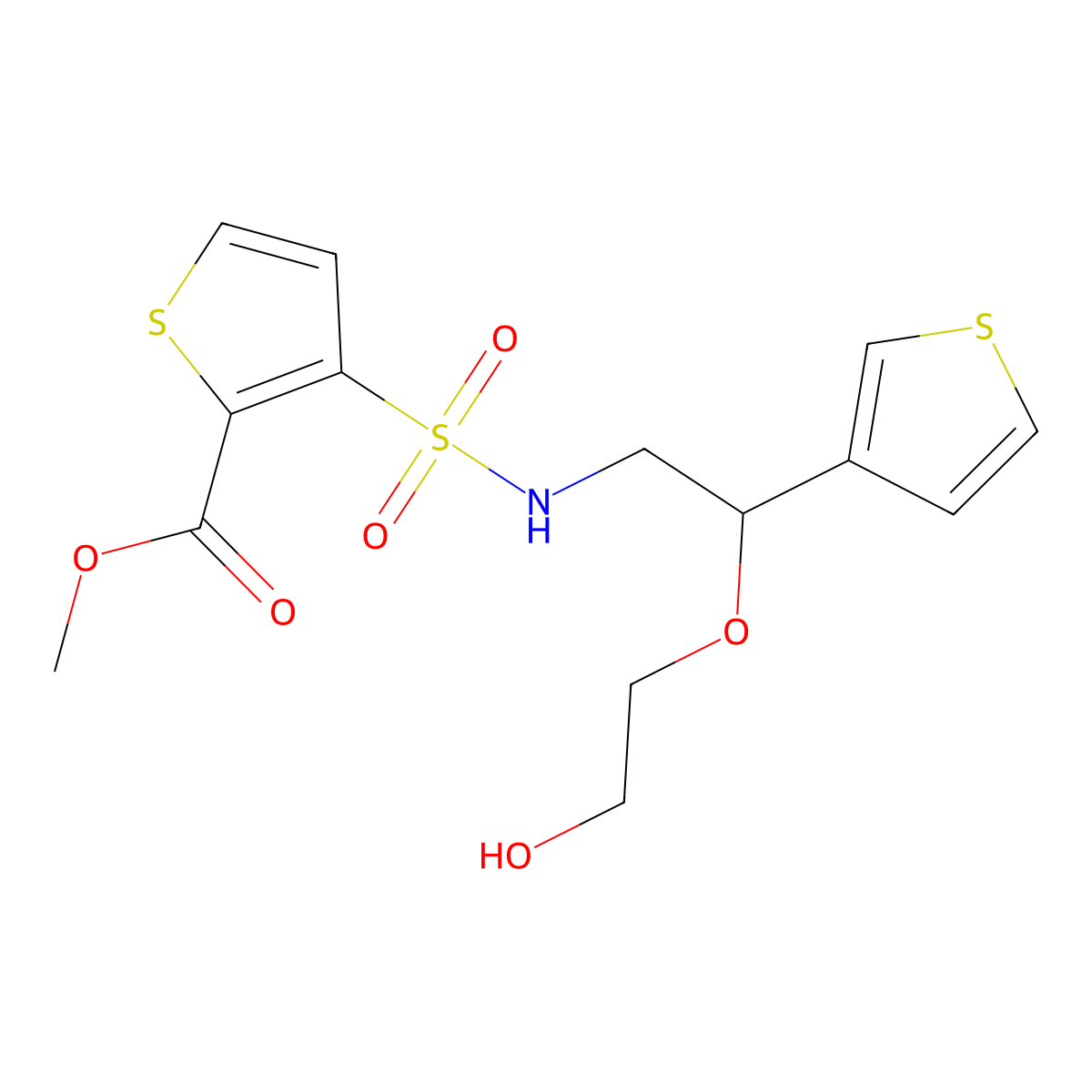 Methyl 3-{[2-(2-hydroxyethoxy)-2-(thiophen-3-yl)ethyl]sulfamoyl}thiophene-2-carboxylate molecular structure, CAS 2034304-95-3
